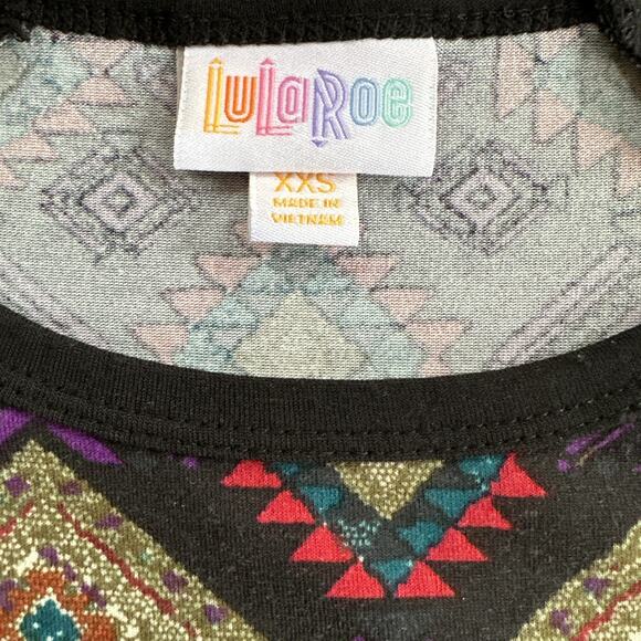 Lularoe Geometric Print Randy Baseball T-Shirt Top Women's Size XXS NEW - Picture 5 of 7